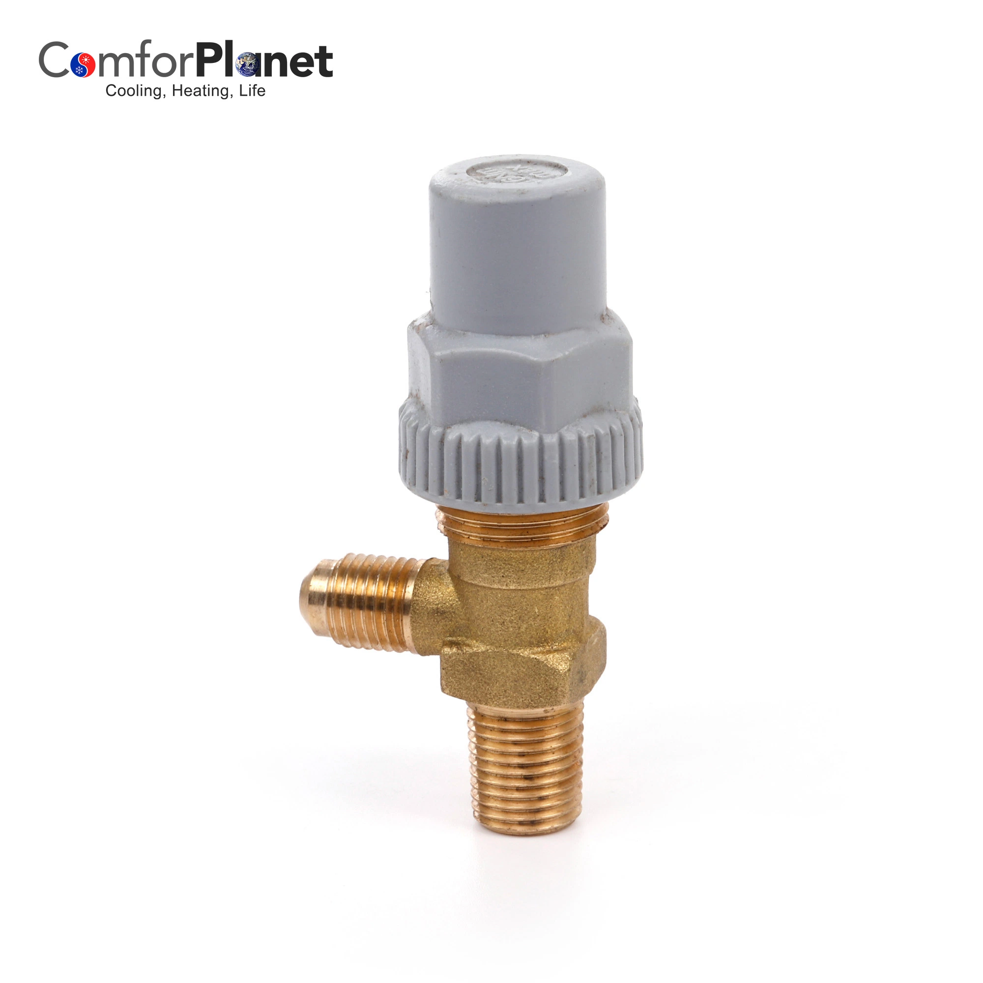 Wholesale/Supplier HVAC Brass Valves Refrigeration Angle Valve with Thread Adapater Is Used in Liquid Refrigerant Receiver Valve Manufacturer Supplier