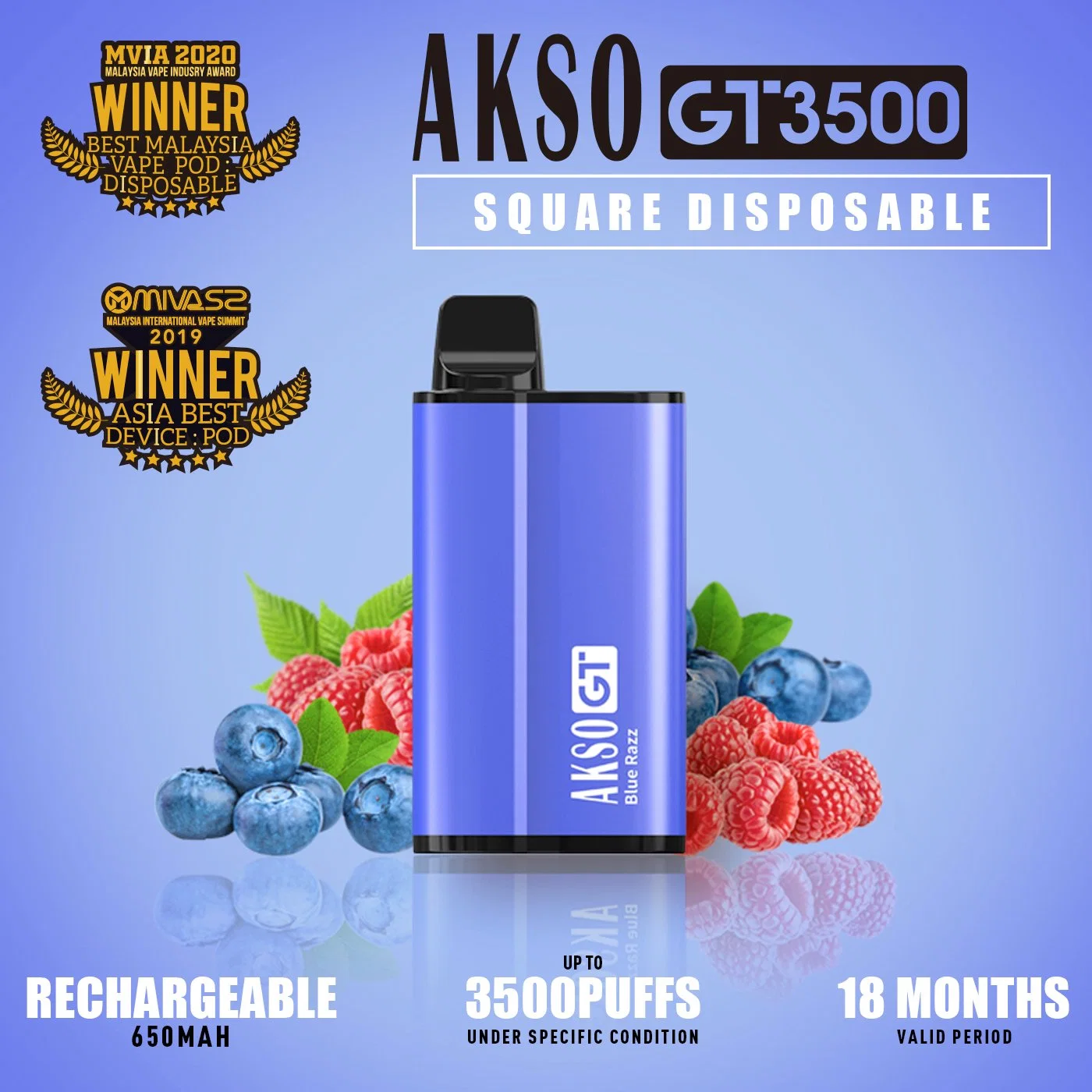 Malaysia Most Popular Product Akso Disposable Gt 3500puffs New Square Disposable