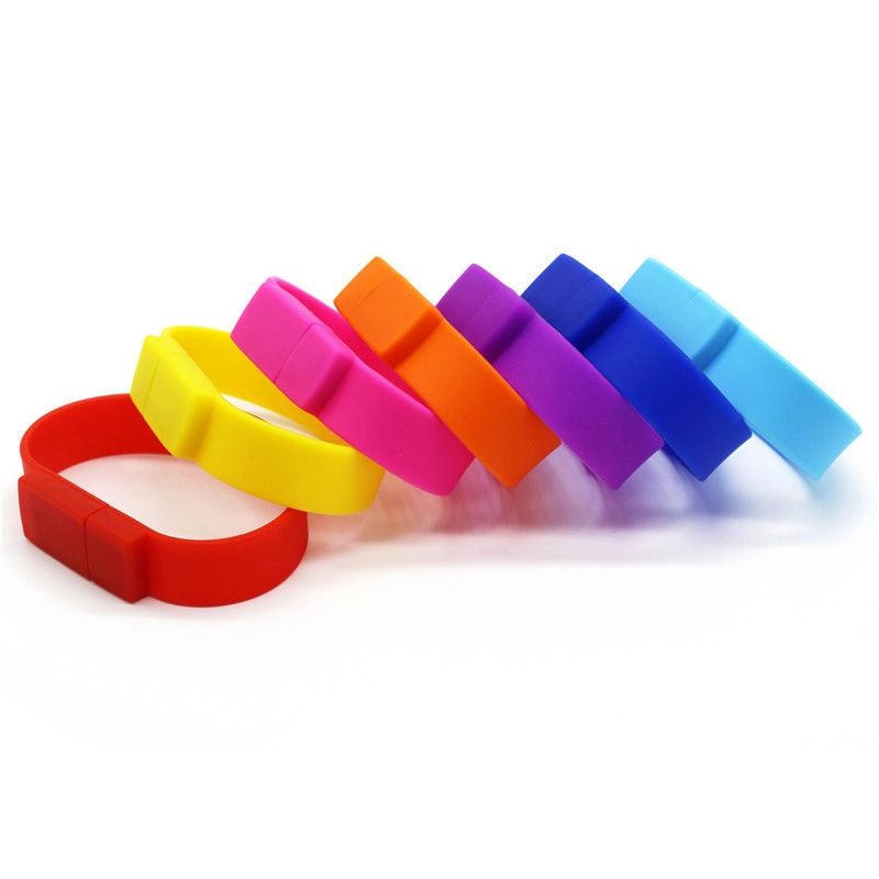 محرك أقراص USB محمول من نوع Silicone Bracelet شريحة معصم USB من أجل شعار التخصيص