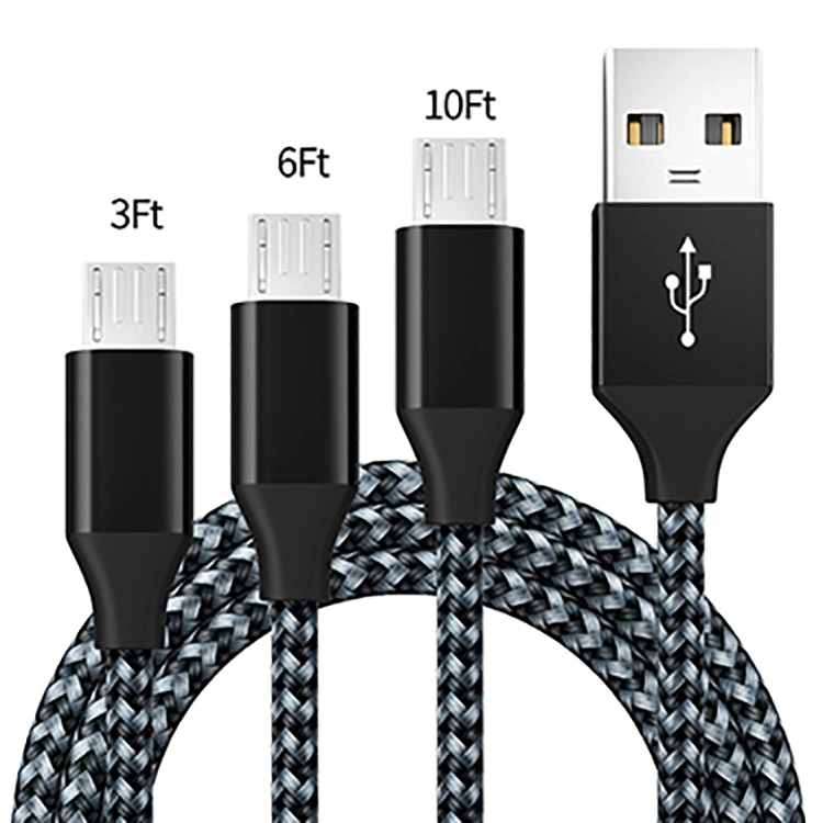 2m Nylon Braided Durable USB to Micro Data Cable 3FT 6FT 10FT Android Phone Charging Cable for Samsung Galaxy Note 20 10 9 8 Moto G8 G7