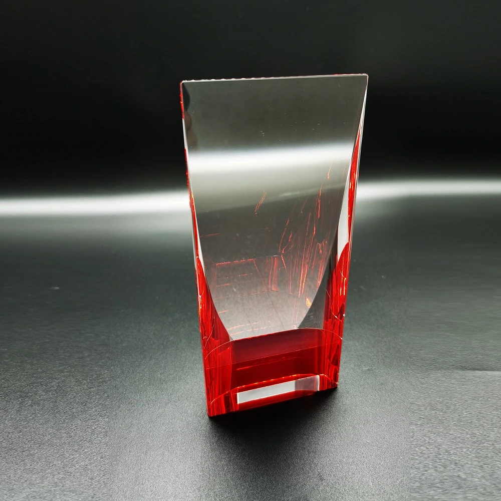 Red Chamfered Pillar Crystal Trophy Awards