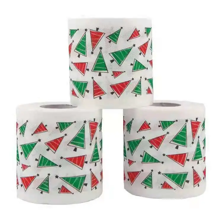 ¡Venta caliente! ! Papel higiénico de pulpa de madera virgen de Merry X'mas patrón especial para la diversión y la fiesta papel higiénico y toallitas de limpieza