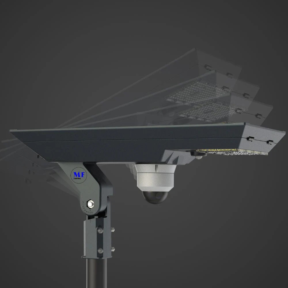 Seguridad Seguro IP66 impermeable resistente al tiempo exterior LED Solar Street Luz con cámara CCTV sensor de movimiento para el sitio de construcción de carreteras Aparcamiento