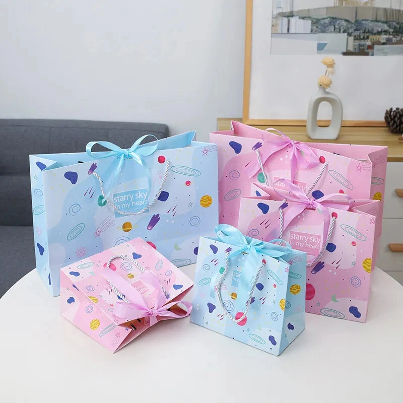 Promotional Paper Bag for Gift Packaging with Ribbon Bow