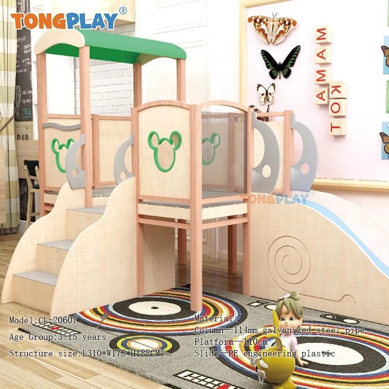 Kids Indoor 2-Story Play Fort Bed Loft Clover Wooden Indoor Playground Furniture