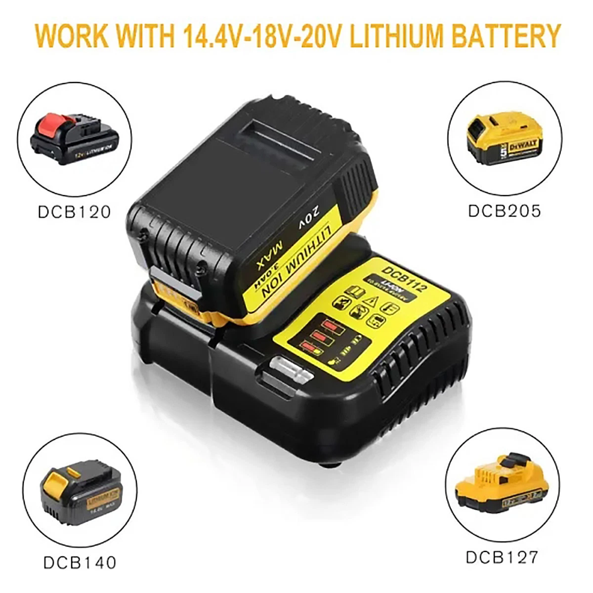 Dcb112 Dew Battery Charger for Li-ion 10.8V 12V 14.4V 18V 20V Power Tools Cordless Drills Battery Charger Dcb140