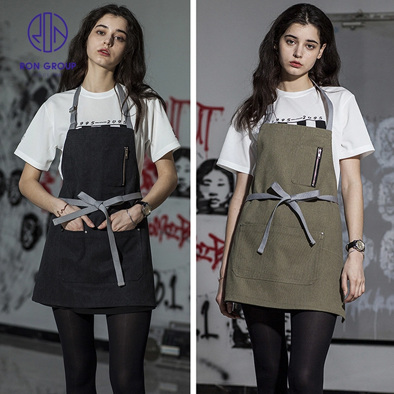 Wholesale Price Kitchen Canvas Cotton Apron Cooking Chef Uniform for Hotel Restaurant Coffee Cake