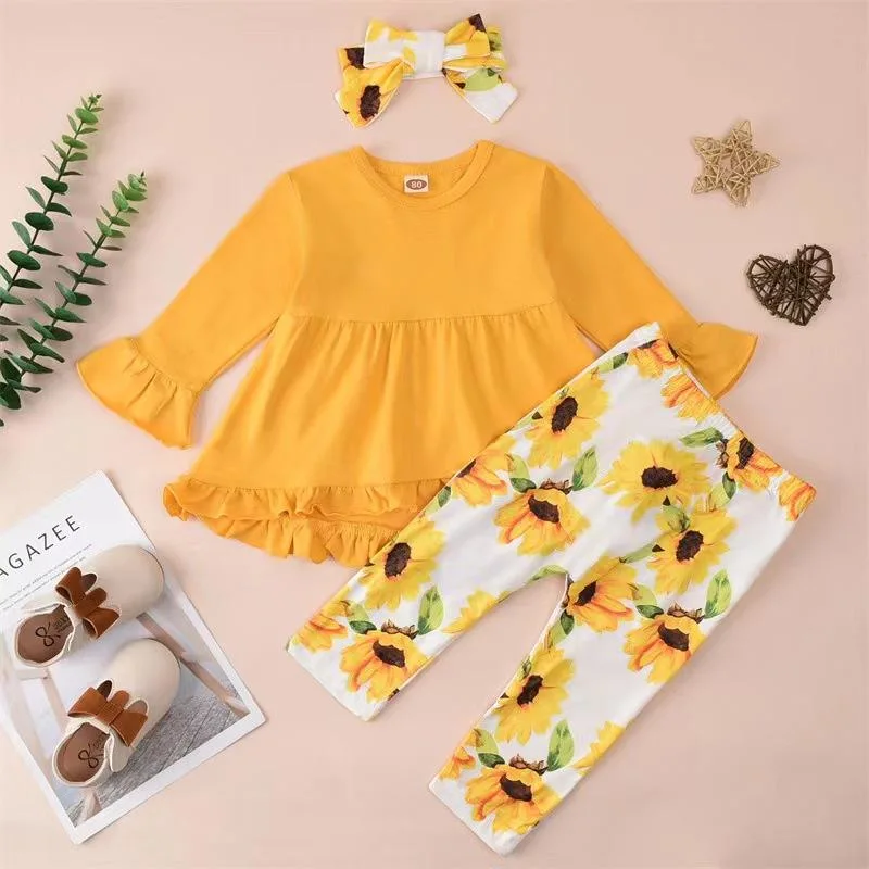 ABC Kids 2023 Toddler Girl Fall Winter Clothes Long Sleeves Ruffle Tunic Dress Top Trousers Leopard Pants Outfit 3PC Clothes Set 10% off