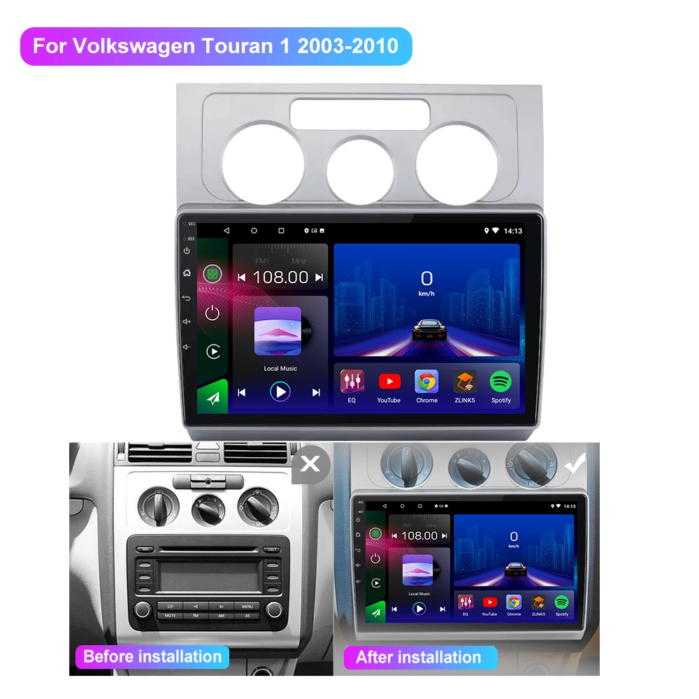 Jmance para a Volkswagen Touran 1 2003-2010 Rádio Multimídia Áudio player de vídeo estéreo de navegação GPS 10 Android Lnch