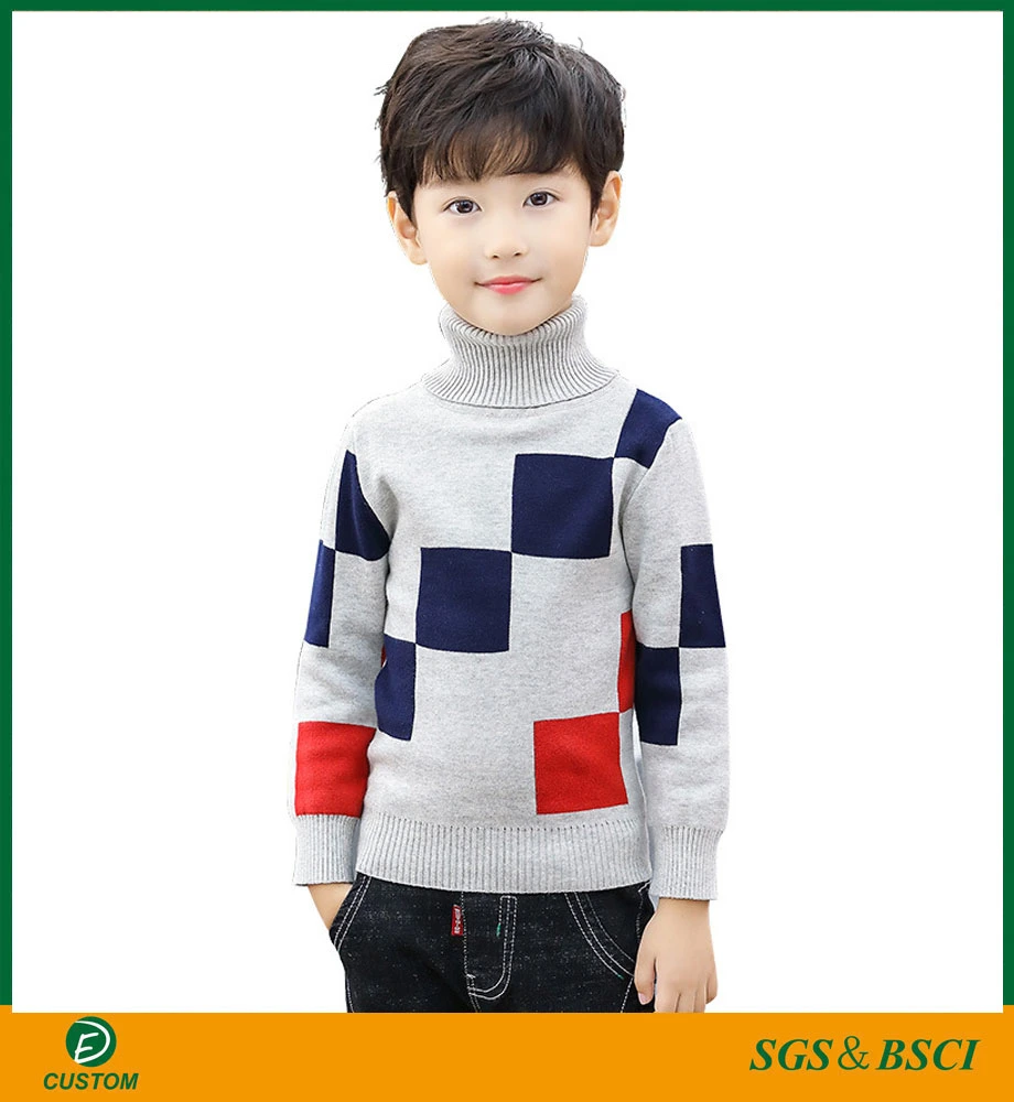 New Design Customized Good Quality Casual Turtleneck Sweater for Boys