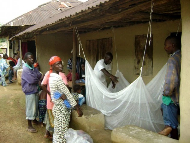 La OMS recomendó la deltametrina o permetrina Llin impregnados de larga duración de mosquiteros tratados con Net mosquitero con luz azul y verde oliva