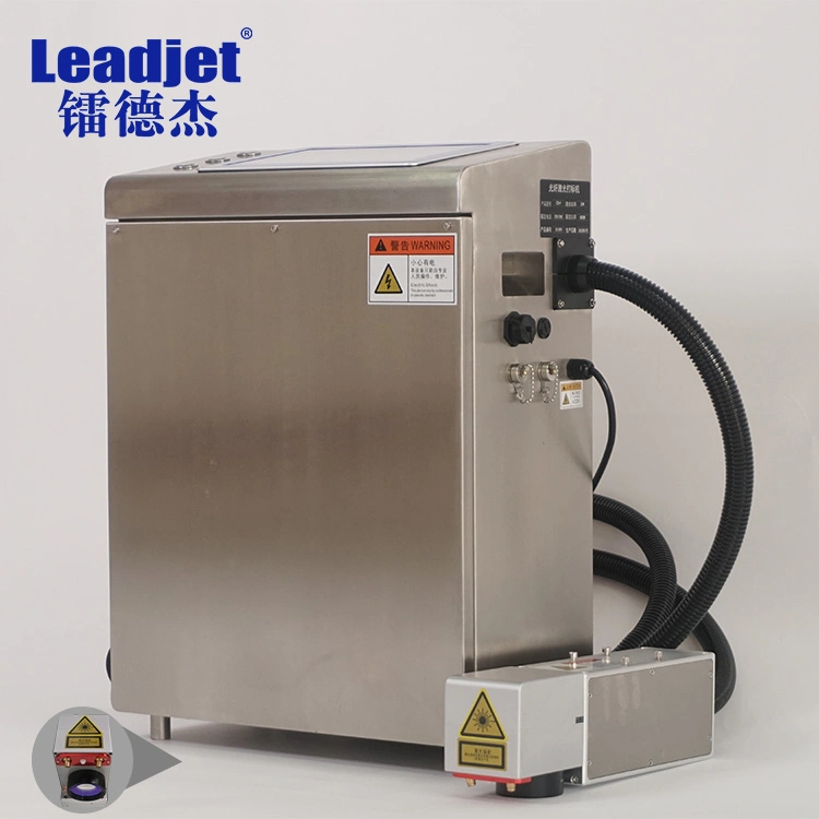 Leadjet 20W Fiber Laser Marks The Lot Number Date on The Plastic Bak The Packing Machine F-20p