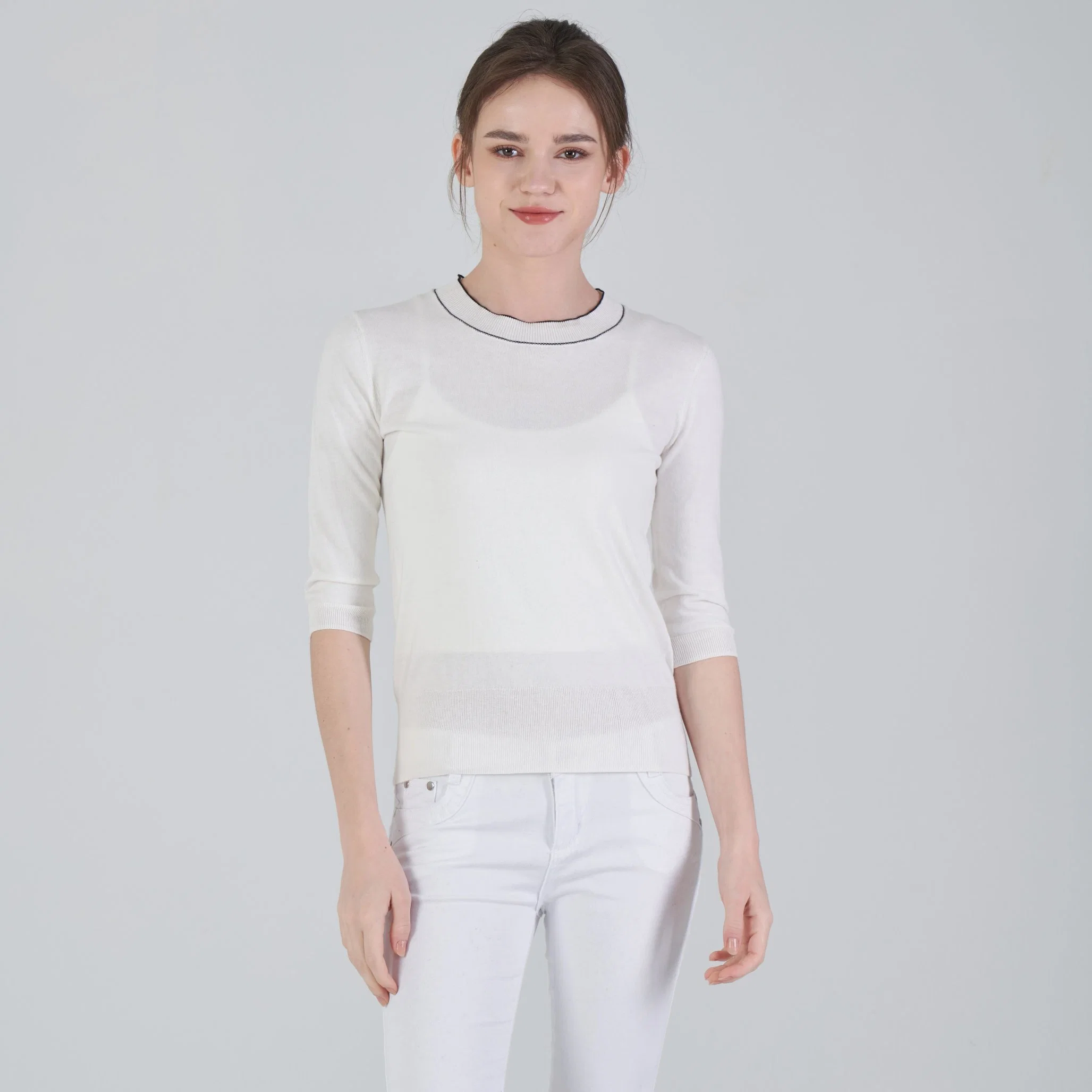 2024- New Style Herbst Frühjahr Aurora 100% Original Kaschmir Gestrickt Damen Pullover Mit Rundhalsausschnitt