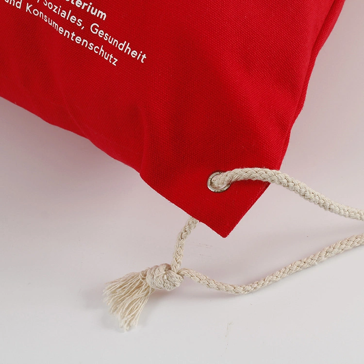 Wholesale/Supplier Red Cotton Canvas Drawstring Bag Promotional Cotton Backpack