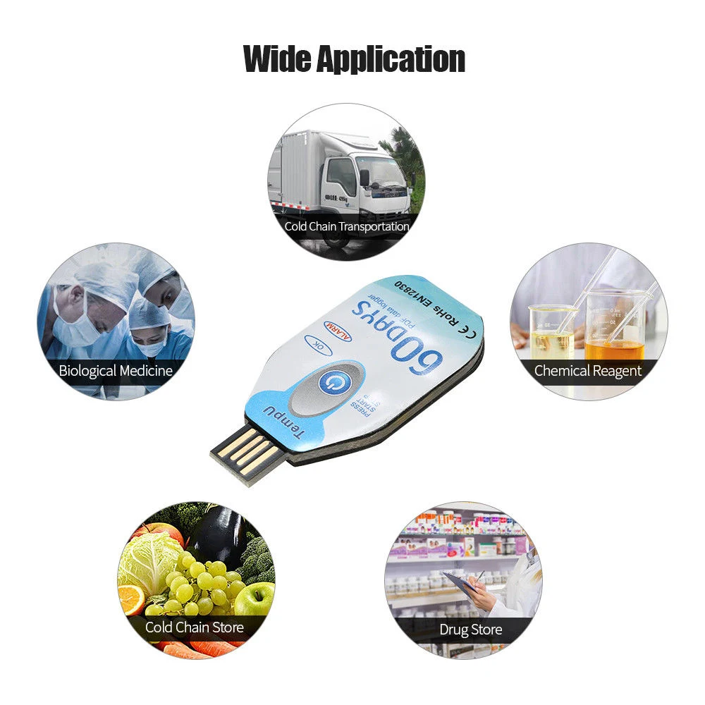 Single Use Pdf Datalogger Temperature Sensor Refrigerator Recorder Food Vegetables Truck