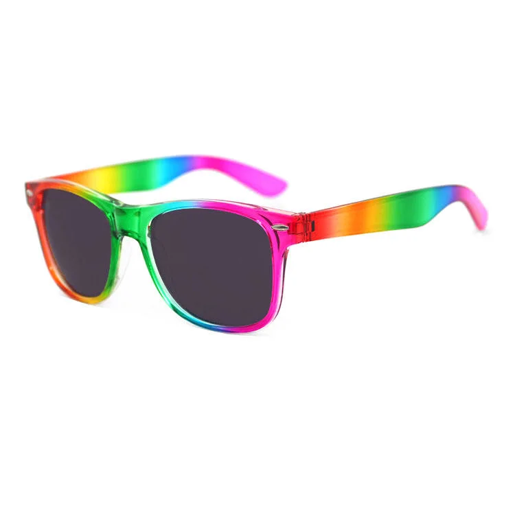 2023 Unisex Rainbow Frame Custom Logo Colorful Rainbow Sunglasses