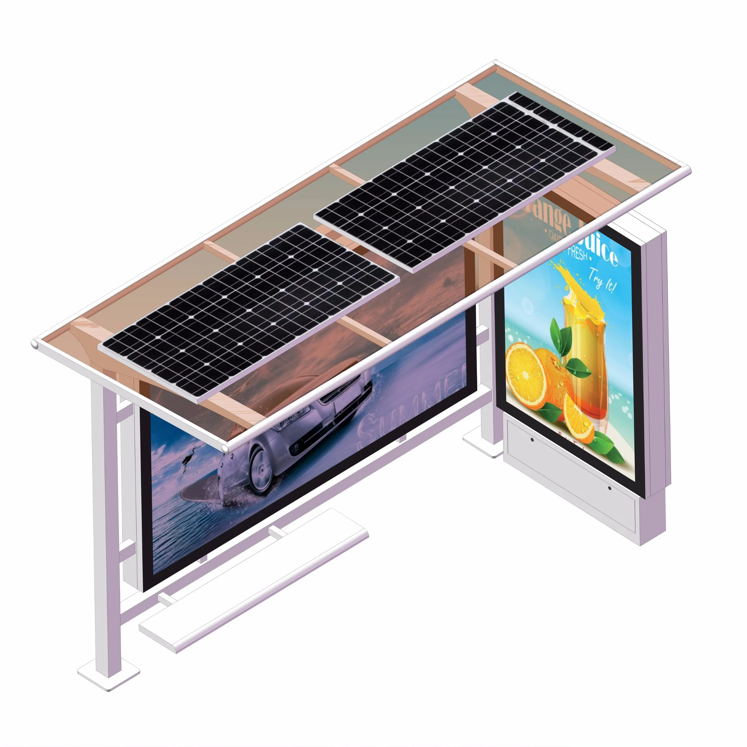 Smart Design Stainless Steel Advertising Solar Bus Shelter