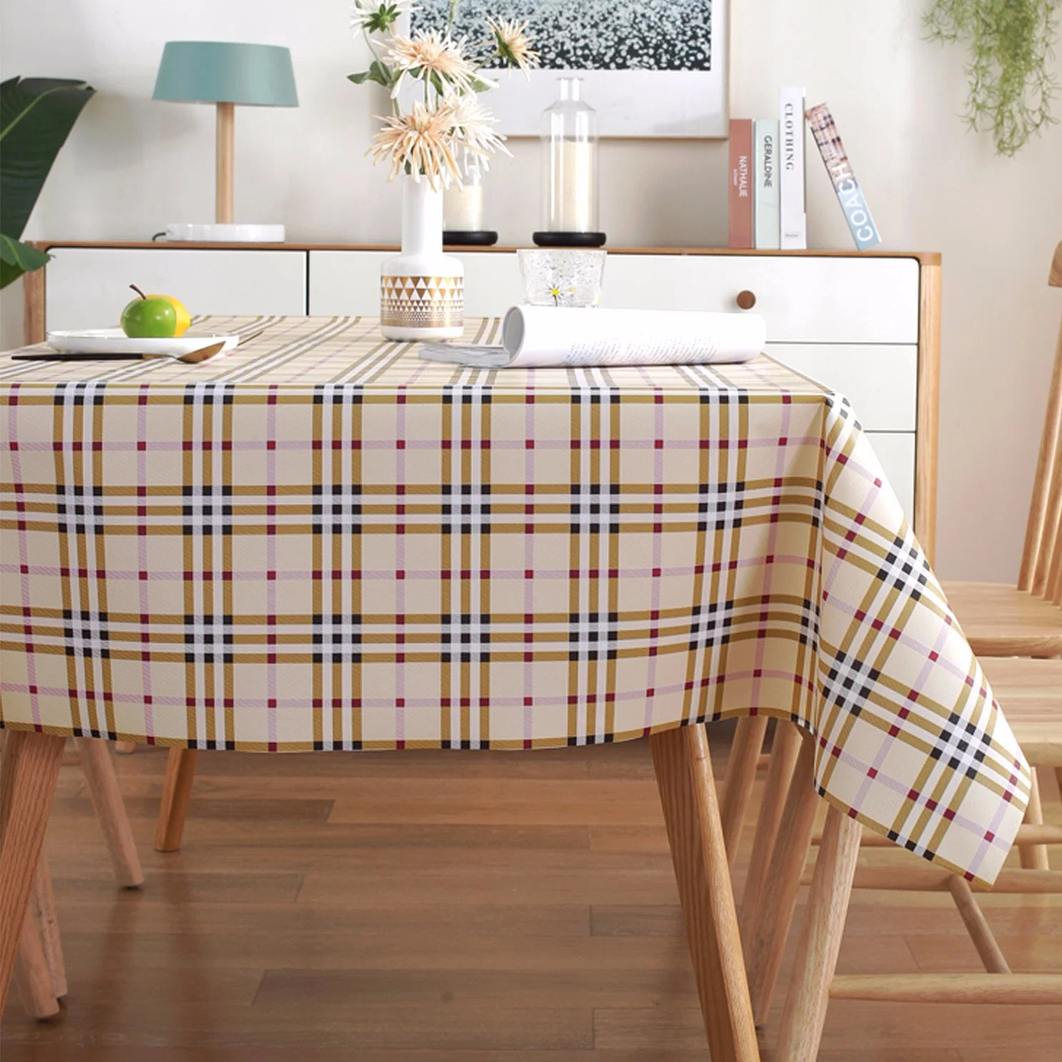 Picnic Printing Check PVC Flannel Elastic Bench Cover Waterproof Tablecloth