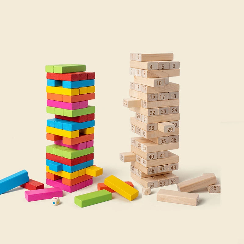 Jouets d'empilage en couches en bois de 54 pièces