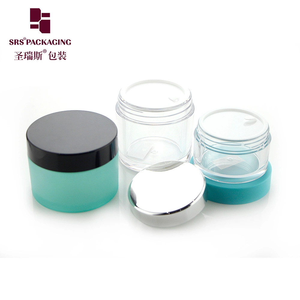 Frosted Green Cosmetic Jar Supplier PETG Jar Set With White Black Lid Think Wall Pot For Cosmetic Cream Eye Care Dry Herb