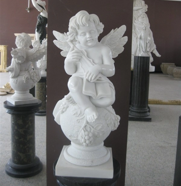 Jardín de mármol blanco decoración bebé dormir Angel estatua a la venta (SYMS-1179)