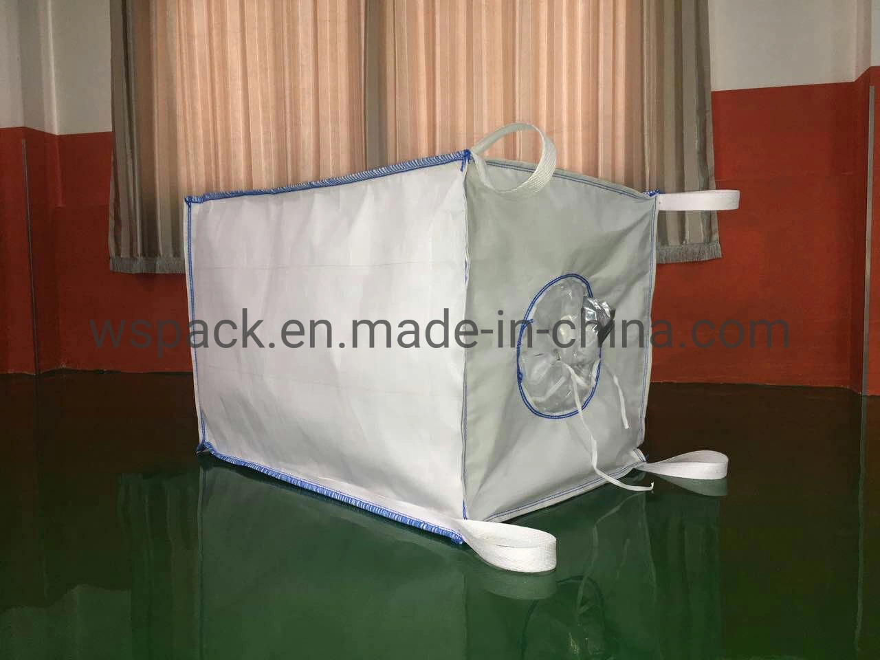 Customized PP Building Materials Sand Anti Leaking Siftproof Baffle Blue Thread Overlocking Fertilizer Cement Bulk Jumbo Ton Big Bag Packed Onto Pallets