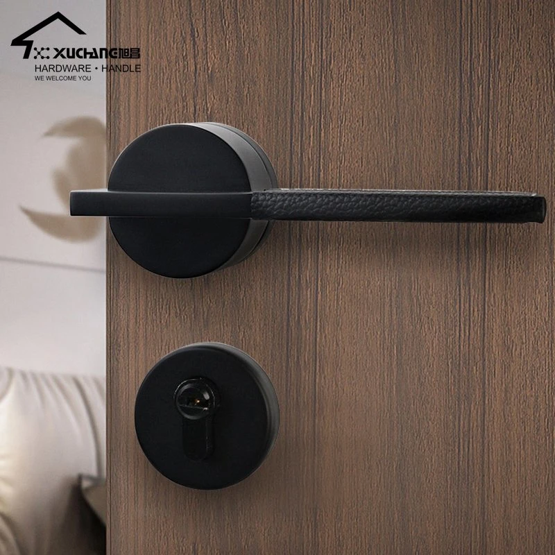 High quality/High cost performance  Bathroom Decoration Industrial Leather + Zinc Alloy Security Door Handle Door Lock