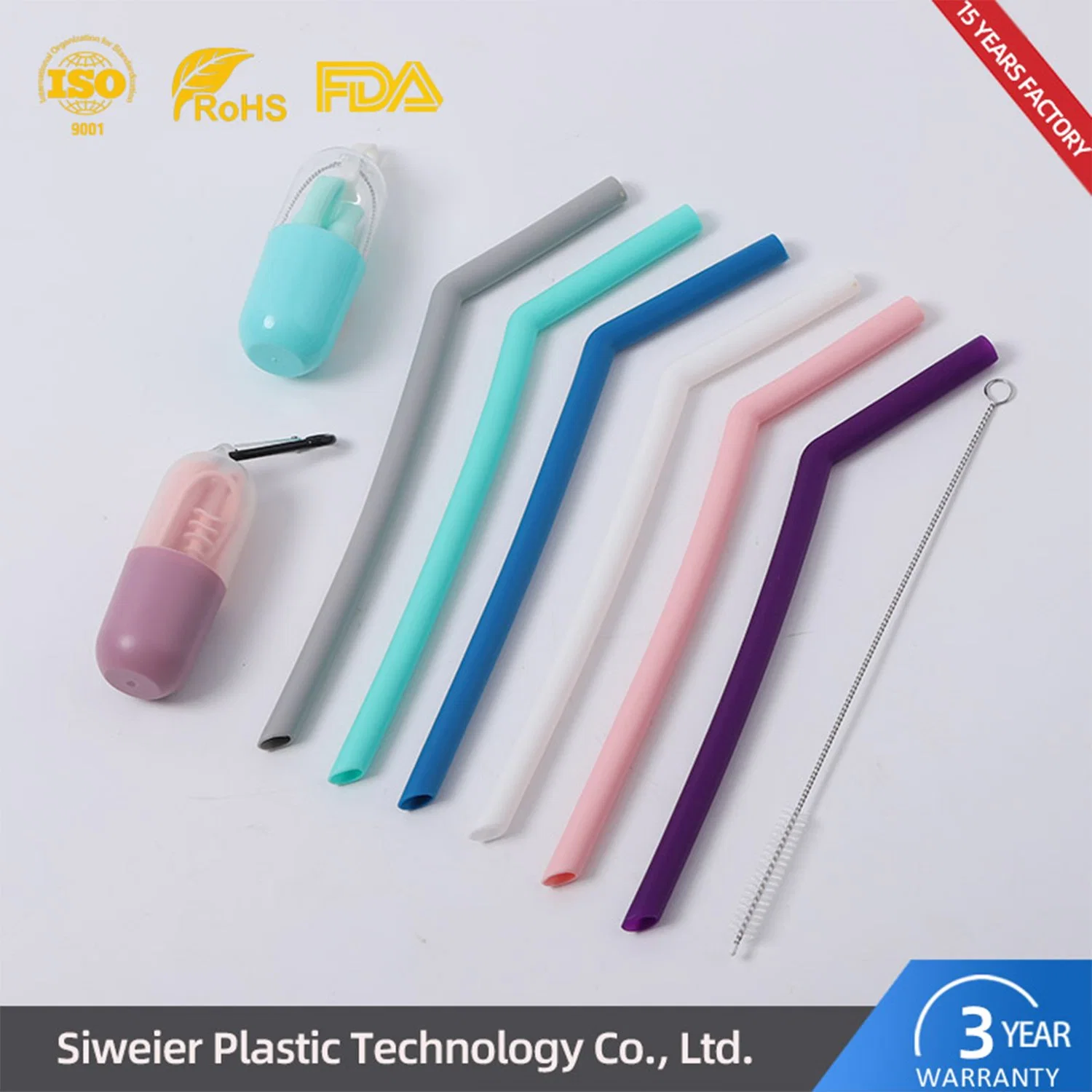 Wholesale Food Grade Approved Eco Friendly Silicone Straws Baby Drinking Straw