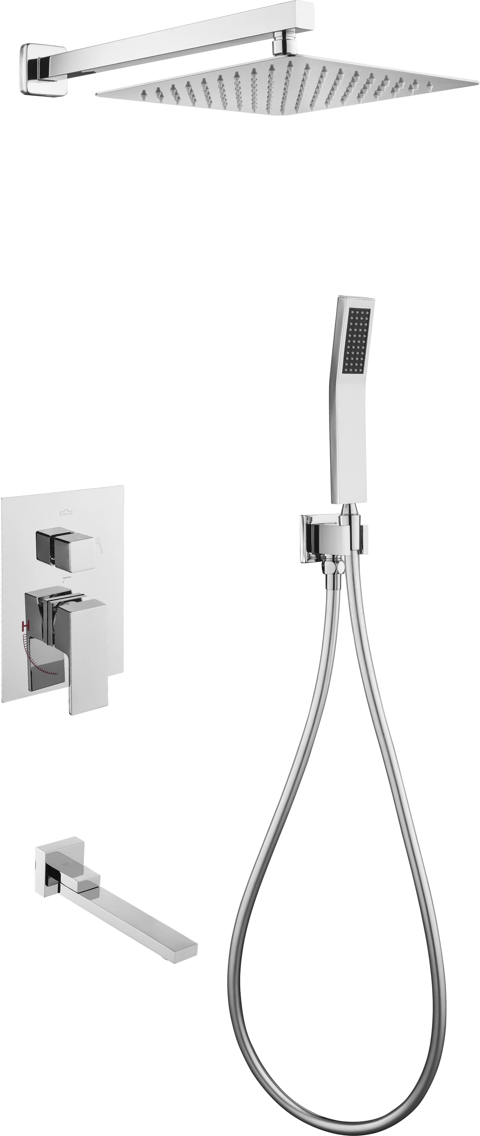 Tres funciones de diseño europeo Cuadrado disimulado Mezclador de ducha con cabezal de ducha