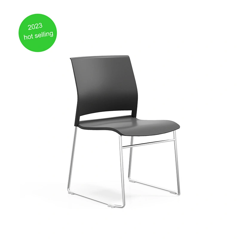 Modern Design Black Plastic Dining Chair Office Training Stackable Furniture