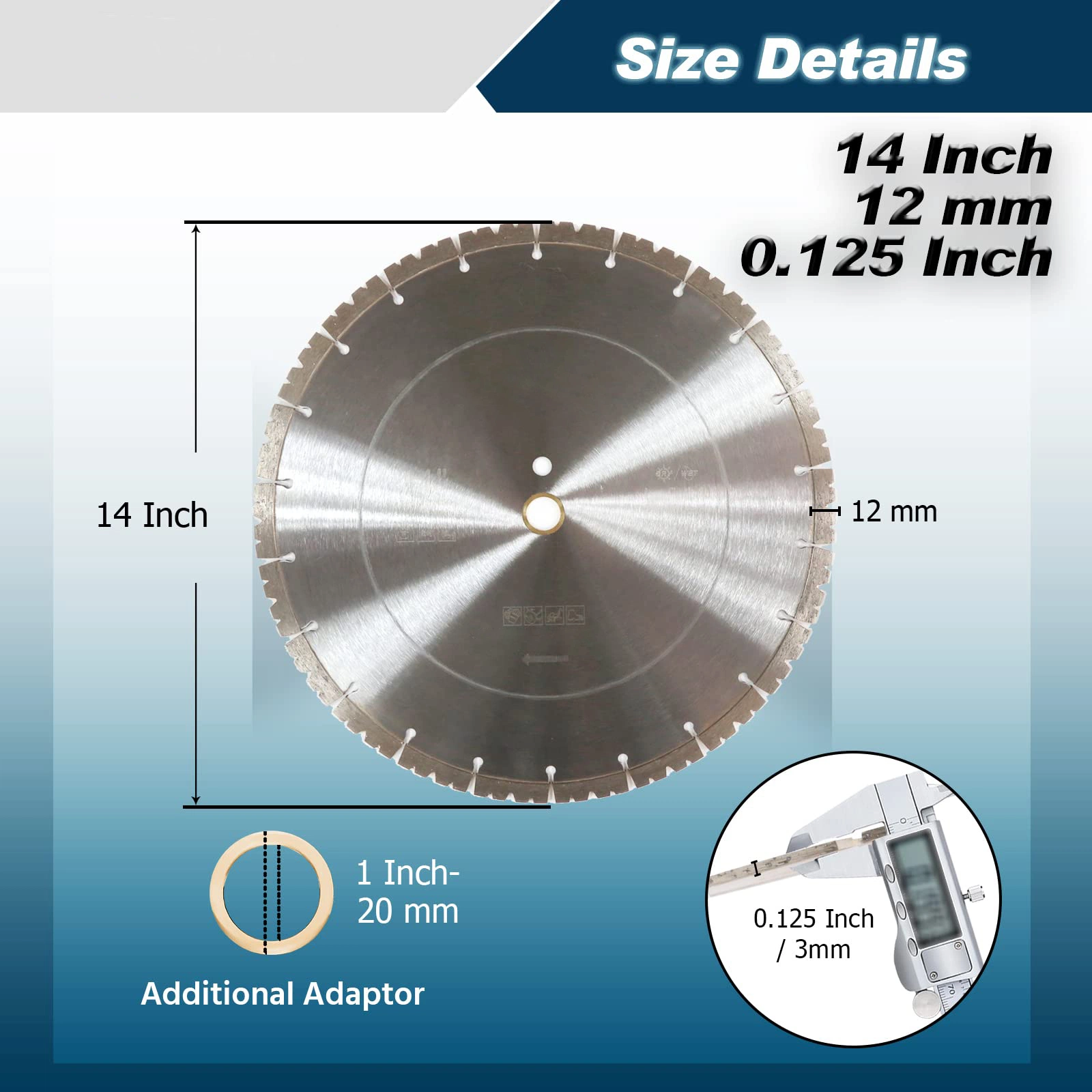 14 Inch Diamond Saw Blade New Segmented Dry or Wet Cutting for Concrete Stone Brick Masonry Broadened Cutter Head