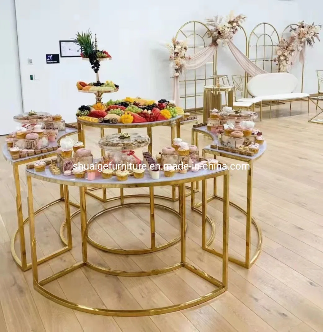 Golden Combination Round Cake Table Cake Display Racks for Wedding