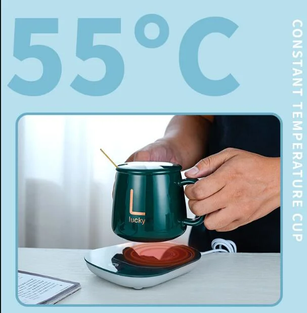 Ceramica Mug Warmer Coaster Cordless calefacción eléctrica de la Copa de bebida bebida botella Mat Termostato del calentador de Smart Set de regalo