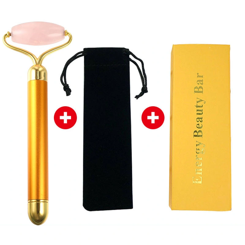 Nueva llegada caliente personalizada Venta portátil herramienta de belleza eléctrica facial Masaje ocular Stick Beauty Equipment Anti Envejecimiento Rosa Jade Roller