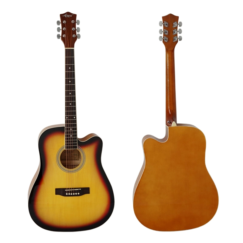 Popular Gloss Color Basswood Cutaway 41 polegadas Folk Acoustic Guitar