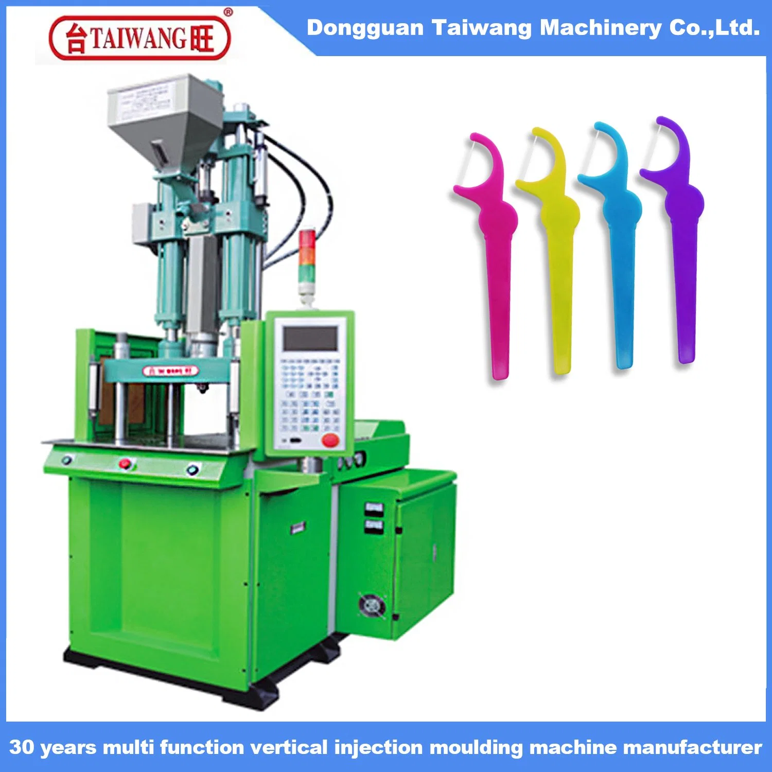 China Dental Floss Plastic Toothpick Making Machine Production Line Semi-Auto Vertical Plastic Injection Moulding Machine