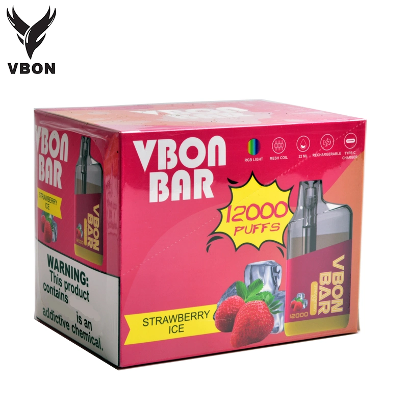 التجهيزات الأصلية Vbon 12000pffs تدفق الهواء Vape E Cig قابل للتعديل للاستخدام مرة واحدة