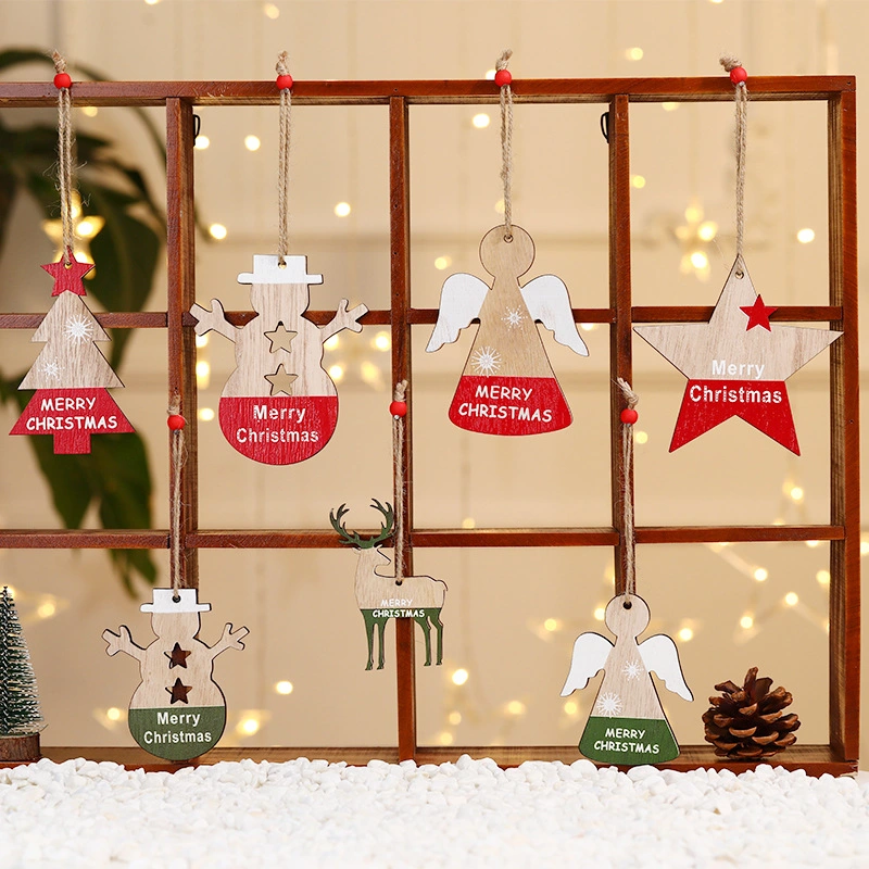 2pcs Holz Weihnachten hängende Ornamente Winter Wonderland Holiday Party Dekor Inneneinrichtung Im Freien