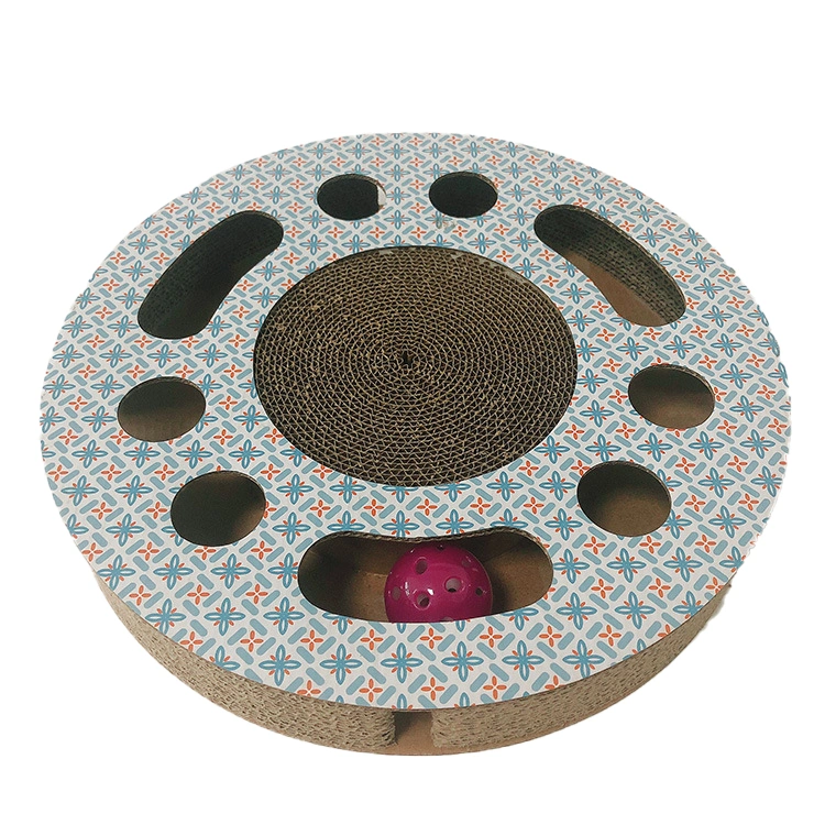 Kinpack Wholesale/Supplier Custom Print Cat Scratcher Lounge Round Cat Scratching Cardboard Cat Bed