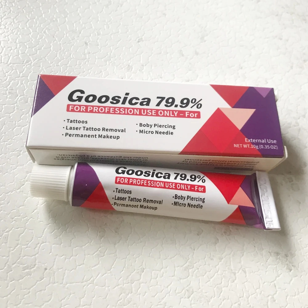 10gram 0,35oz Goosica 79,9% Crema adormecedor anestésico Tattoo cuerpo indoloro Piercing Micro Needie original Goosica Numb Crema