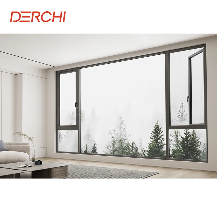 Europäischer Stil Casement Fenster Schalldichte Design Doppelt Verglaste Isolierte Aluminium Fensterflügel