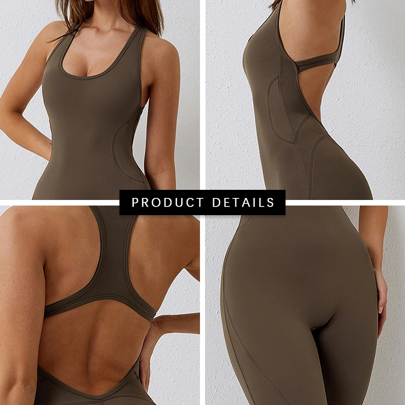 Clt8065 Cross-Border European and American Tight-Fitting One-Piece Air Beauty Back Yoga Suit for Women High Elastic One-Piece Yoga Suit for Women