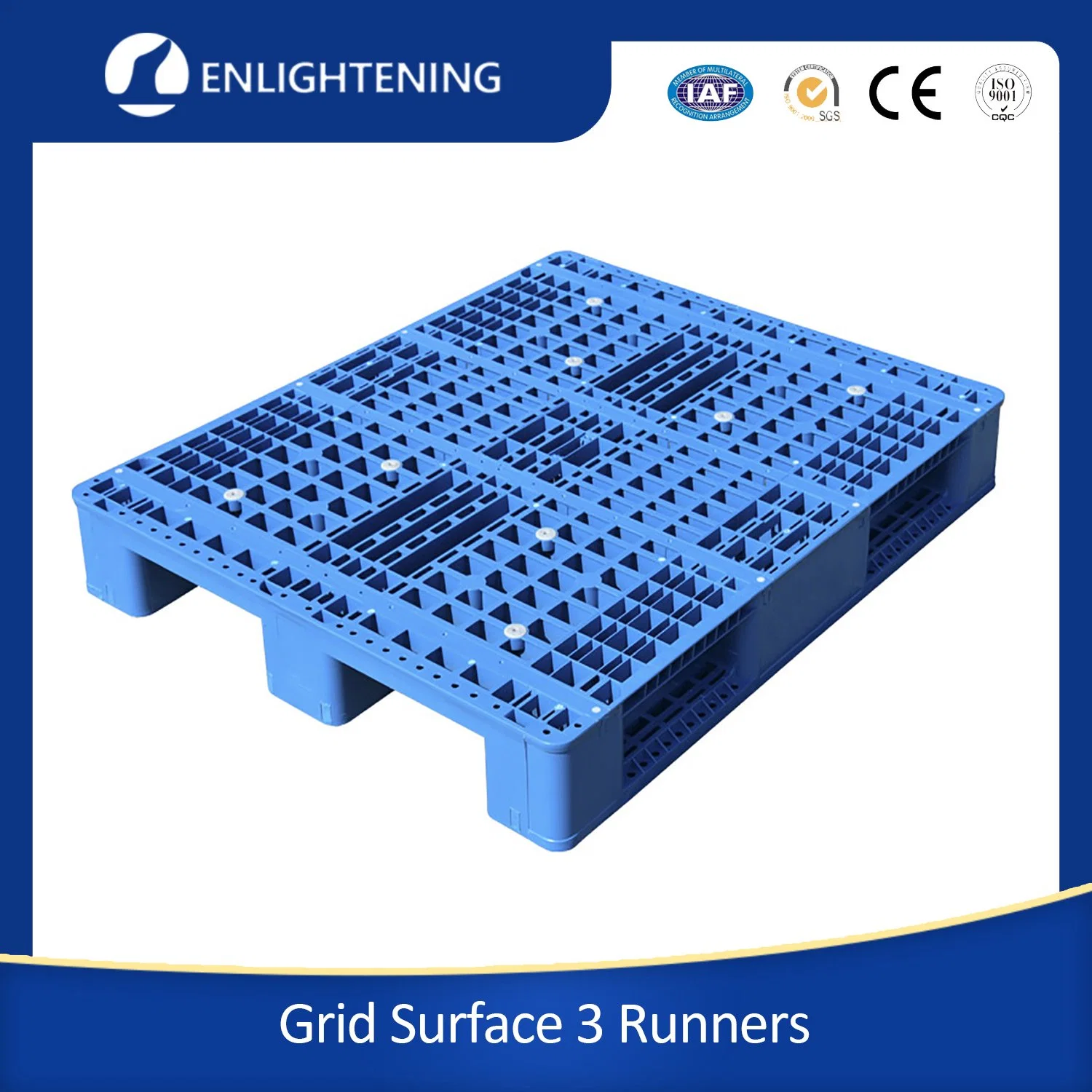 1200X1000X150mm Heavy Duty One Side with Grid Surface Stacking Plastic Pallet for Transportation