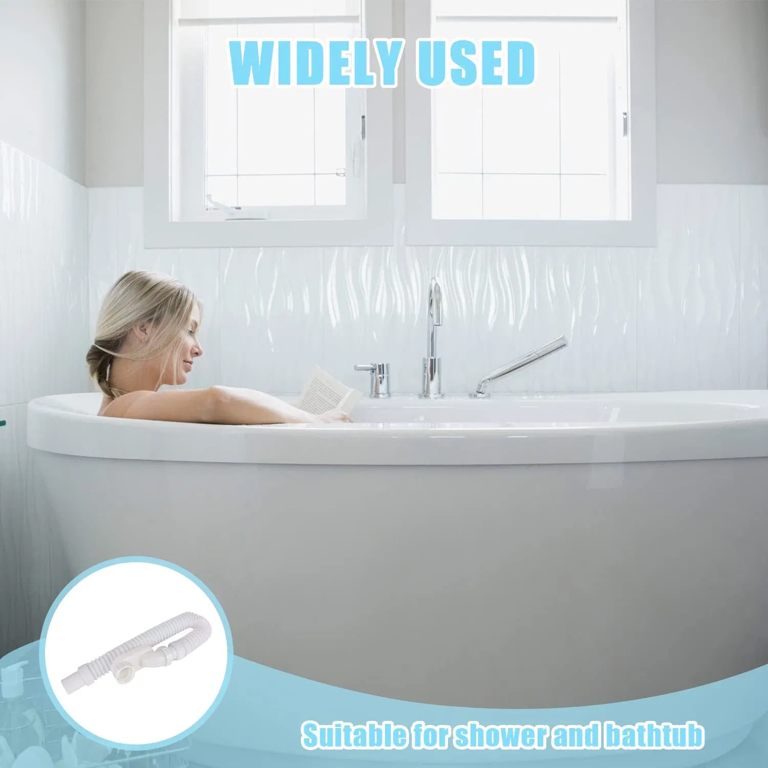 Low Profile Trap Bathtub Shower Drain Pipe for Bathroom Sink