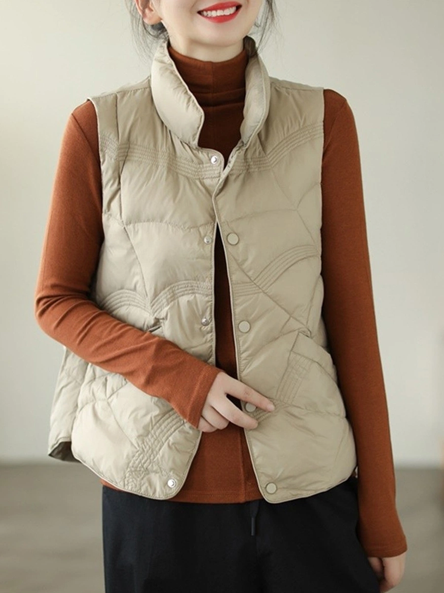 Simple Color Down Cotton Thin Vest Women&prime; S Loose Down Cotton Clothing Wholesale/Supplier