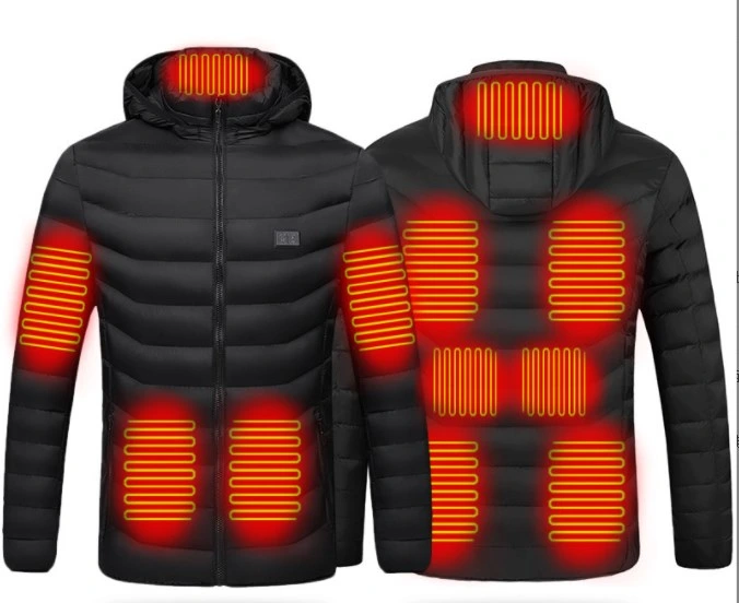 Inverno quente aquecimento eléctrico túnica Blusa com capuz de algodão Coat Casaco Aquecido