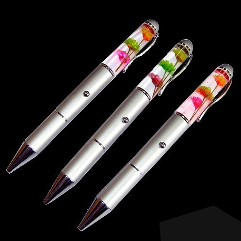 LED Liquid Ballpoint Pens with 3D Floater Inside Metal Liquid Floating Pens with LED Light