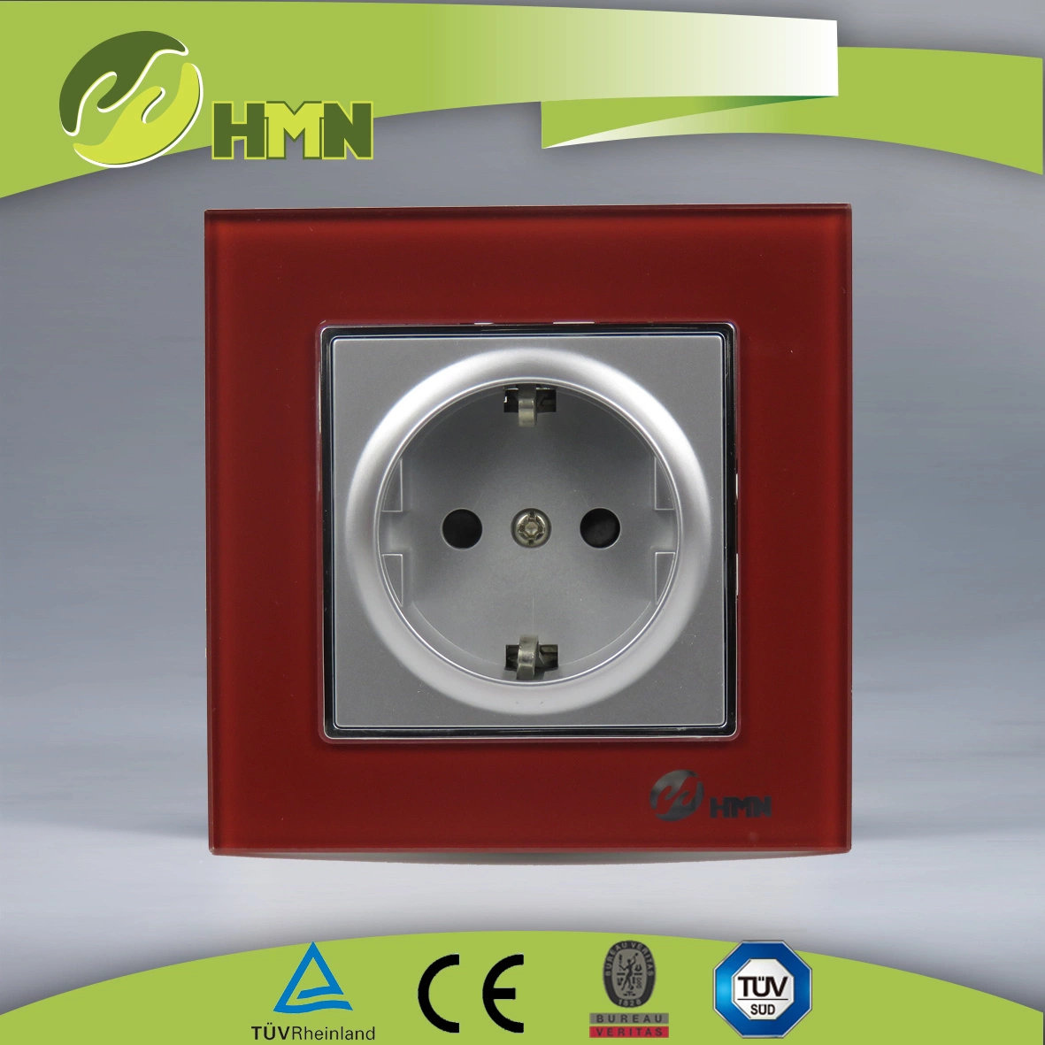 TUV, CE certified EU standard white tempering glass schuko socket