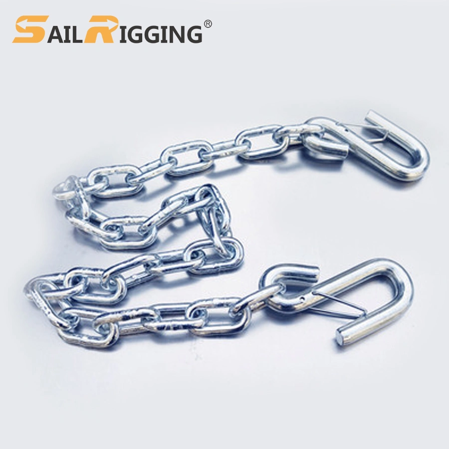 Heavy Duty Steel 48" Safety Chain with Spring Hooks Secures Tow Vehicle