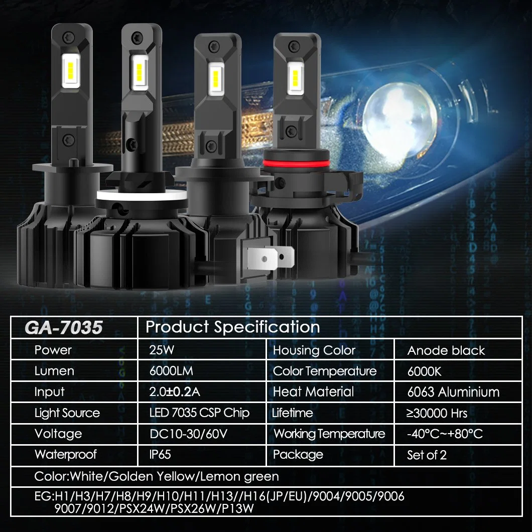 G-Ver G9un faro de LED 50W H1 H3 H7 H8 H11 H16 9005 9006 881 HB3 Faro auto gran cantidad de lúmenes led